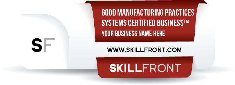 SkillFront Good Manufacturing Practices Certified Business™ Certification Shareable and Verifiable Digital Badge